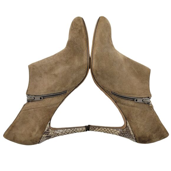 Coach Seneca Tan Suede Ankle Booties Snake Print Stiletto Heel Size 8.5 - Picture 6 of 9